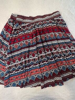 LuLaRoe Red Blue White Aztec Geometric Circle Skirt Plus Size 3XL Boho Elastic